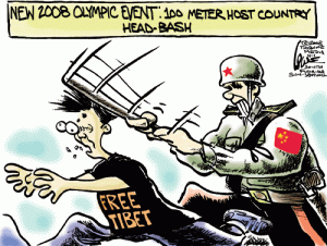 China Caricature montrant bien la polémique autour des jeux de Pékin